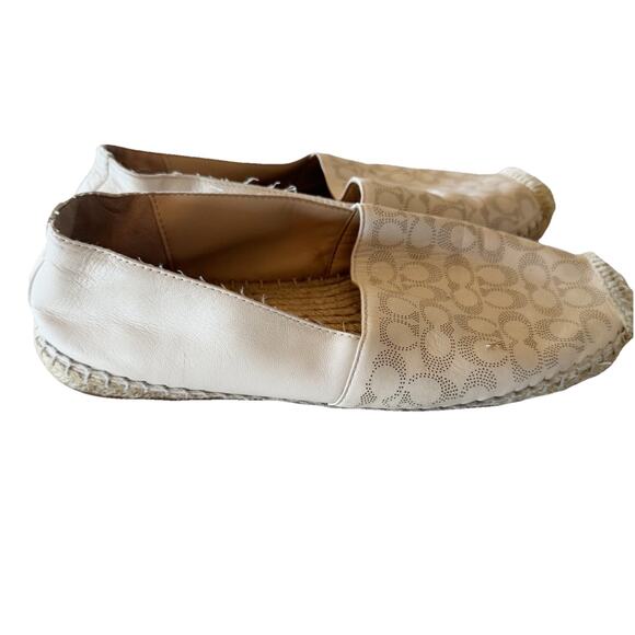 Coach Carley Signature Leather Espadrille Flats Chalk Cream Women's Size 7.5 - Picture 4 of 6